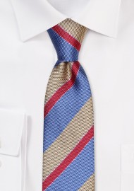 Grenadine Textured Skinny Tie in Blue, Gold, Red