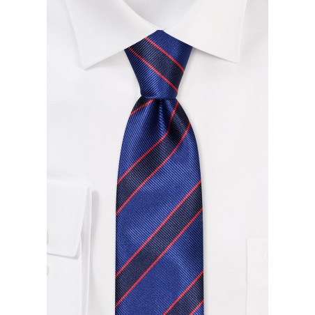 Navy and Midnight Repp Stripe Skinny Tie
