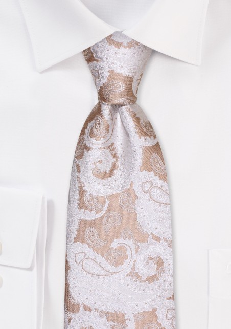 Golden Wheat Woven Paisley Necktie