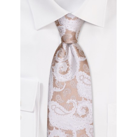 Golden Wheat Woven Paisley Necktie