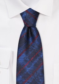 Paisley Check Tie in Dark Navy