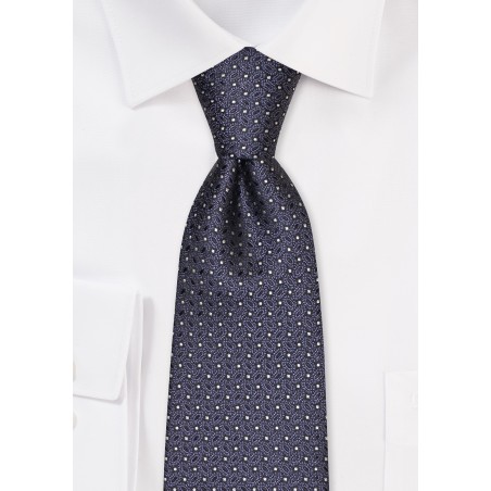 Foulard Weave Designer Tie in Charcoal and Silver