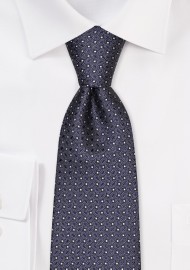 Foulard Weave Designer Tie in Charcoal and Silver