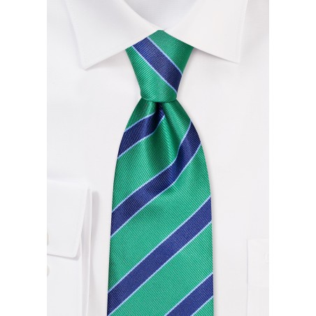 Kelly Green and Navy Repp Striped Tie