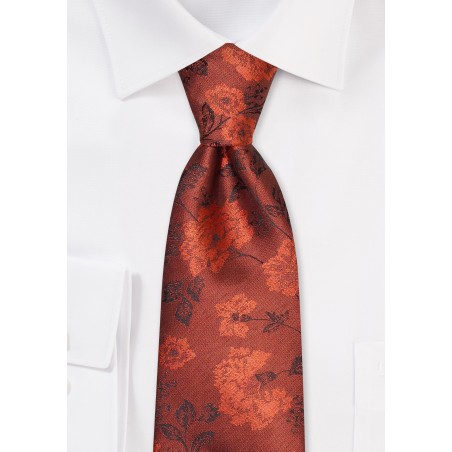 Retro Floral Tie in Rust