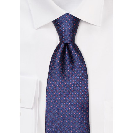 Foulard Weave Designer Tie in Navy