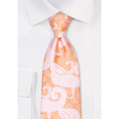 Pastel Orange and Ivory Paisley Tie