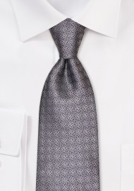 Geo Check Tie in Steel Grey