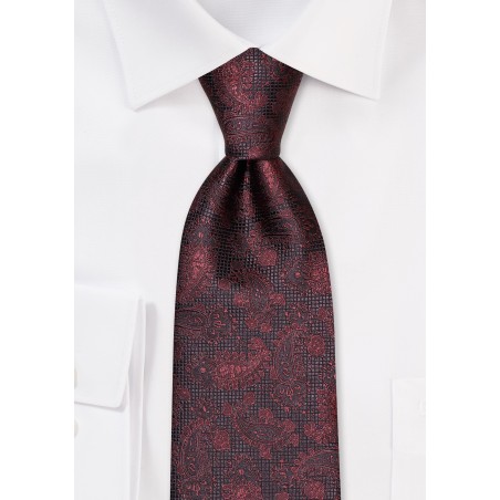 Textured Paisley Tie in Rosewood