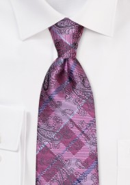 Paisley Check Tie in Pink