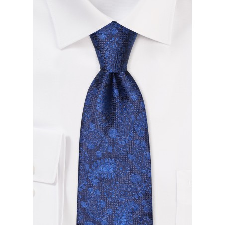 Textured Paisley Tie in Navy