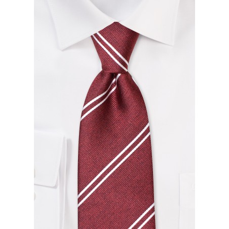 Double Stripe Repp Tie in Cabernet