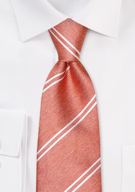 Double Stripe Repp Tie in Paprika