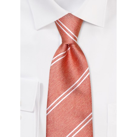 Double Stripe Repp Tie in Paprika
