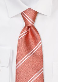 Double Stripe Repp Tie in Paprika