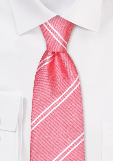 Double Stripe Repp Tie in Coral