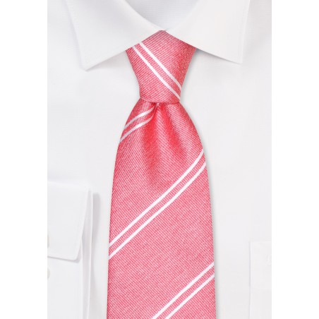 Double Stripe Repp Tie in Coral