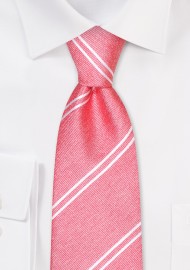 Double Stripe Repp Tie in Coral