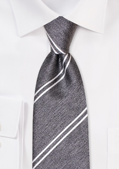 Double Stripe Repp Tie in Graphite