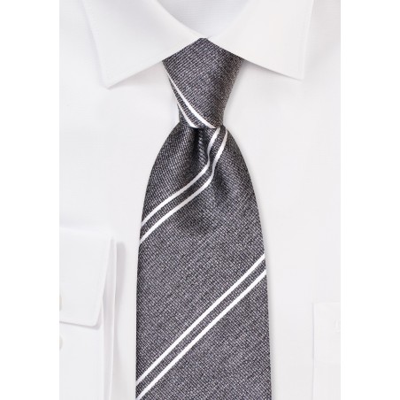 Double Stripe Repp Tie in Graphite