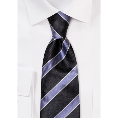 Classic Striped Tie in Black, Silver, Gray