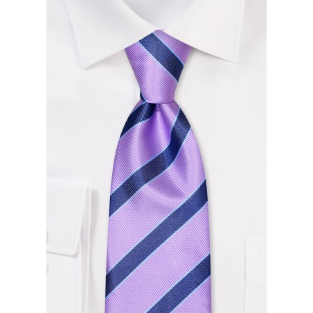 Repp Tie in Lilac and Navy
