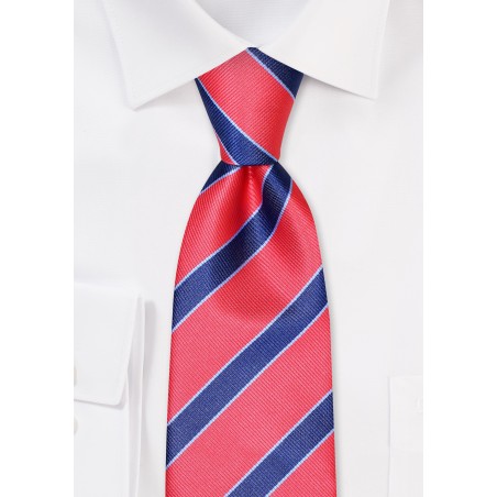 Coral and Navy Repp Striped Tie