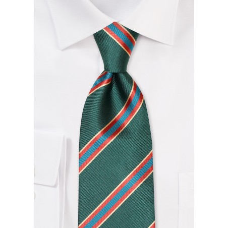 Juniper Green, Bronze, and Gold Striped Tie