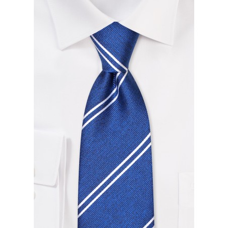 Double Stripe Repp Tie in Marine Blue