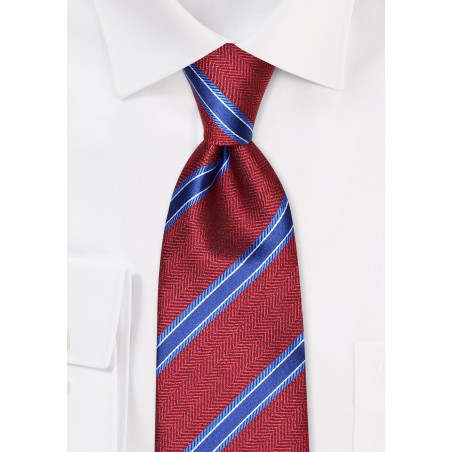 Fall Striped Tie in Crimson and Dark Navy