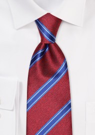 Fall Striped Tie in Crimson and Dark Navy