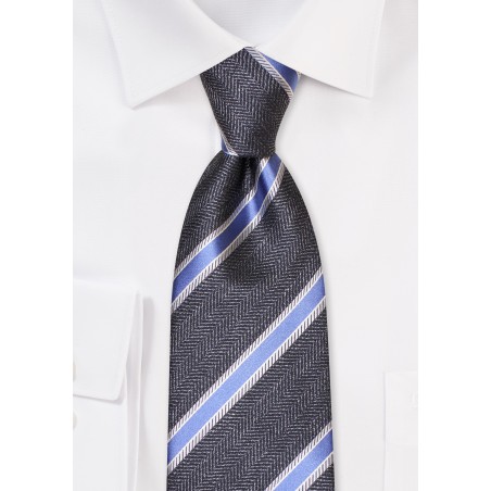 Fall Striped Tie in Grey and Sky Blue