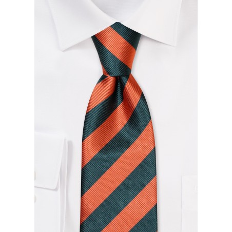 Classic Repp Tie in Orange and Hunter Green