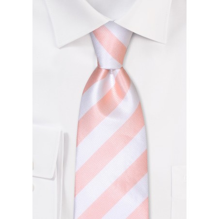 Classic Repp Tie in Peach and White