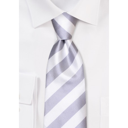Classic Repp Tie in Silver and White
