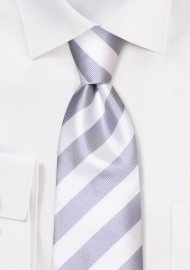 Classic Repp Tie in Silver and White
