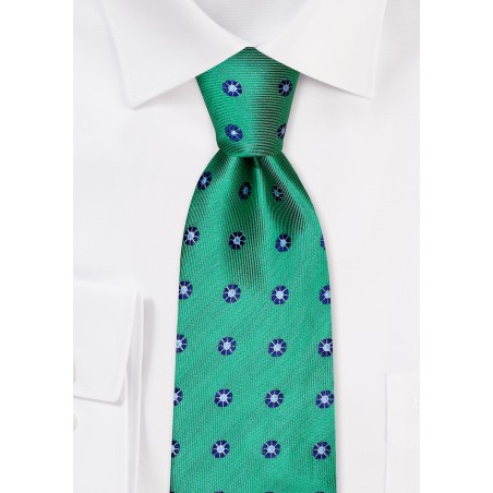 Kelly Green and Navy Floral Tie