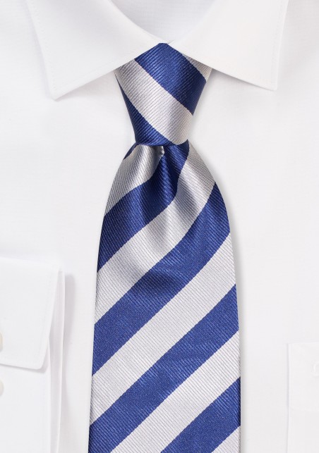 Classic Repp Tie in Royal Blue and Silver