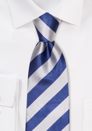 Classic Repp Tie in Royal Blue and Silver