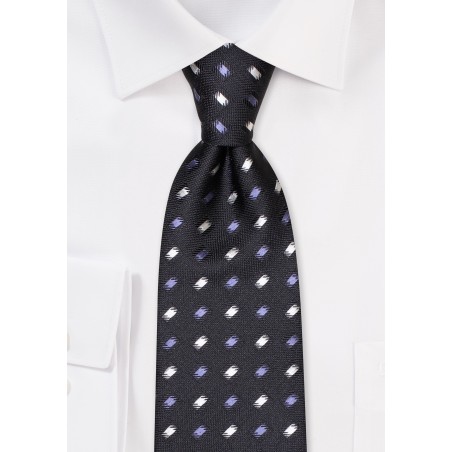 Designer Check Tie in Silver, Gray, and Black