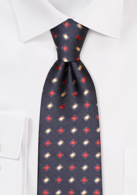 Dark Brown Tie with Bronze and Gold Checks