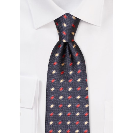 Dark Brown Tie with Bronze and Gold Checks