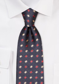 Dark Brown Tie with Bronze and Gold Checks