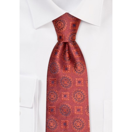 Medallion Designer Tie in Cinnamon