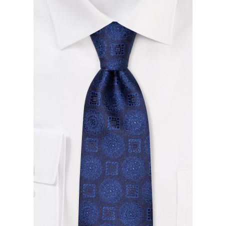 Medallion Designer Tie in Navy