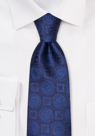 Medallion Designer Tie in Navy