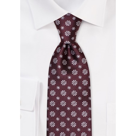 Rosewood Colored Designer Floral Tie