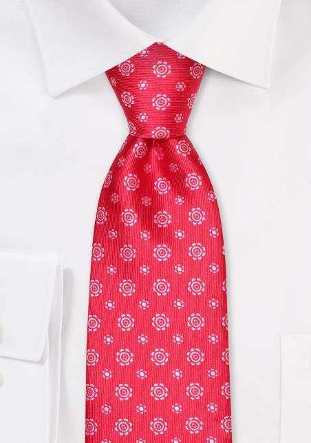 Floral Tie in Cherry Red