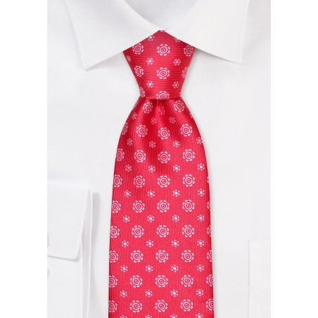 Floral Tie in Cherry Red
