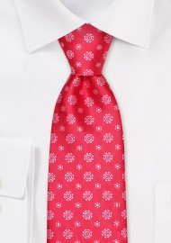 Floral Tie in Cherry Red